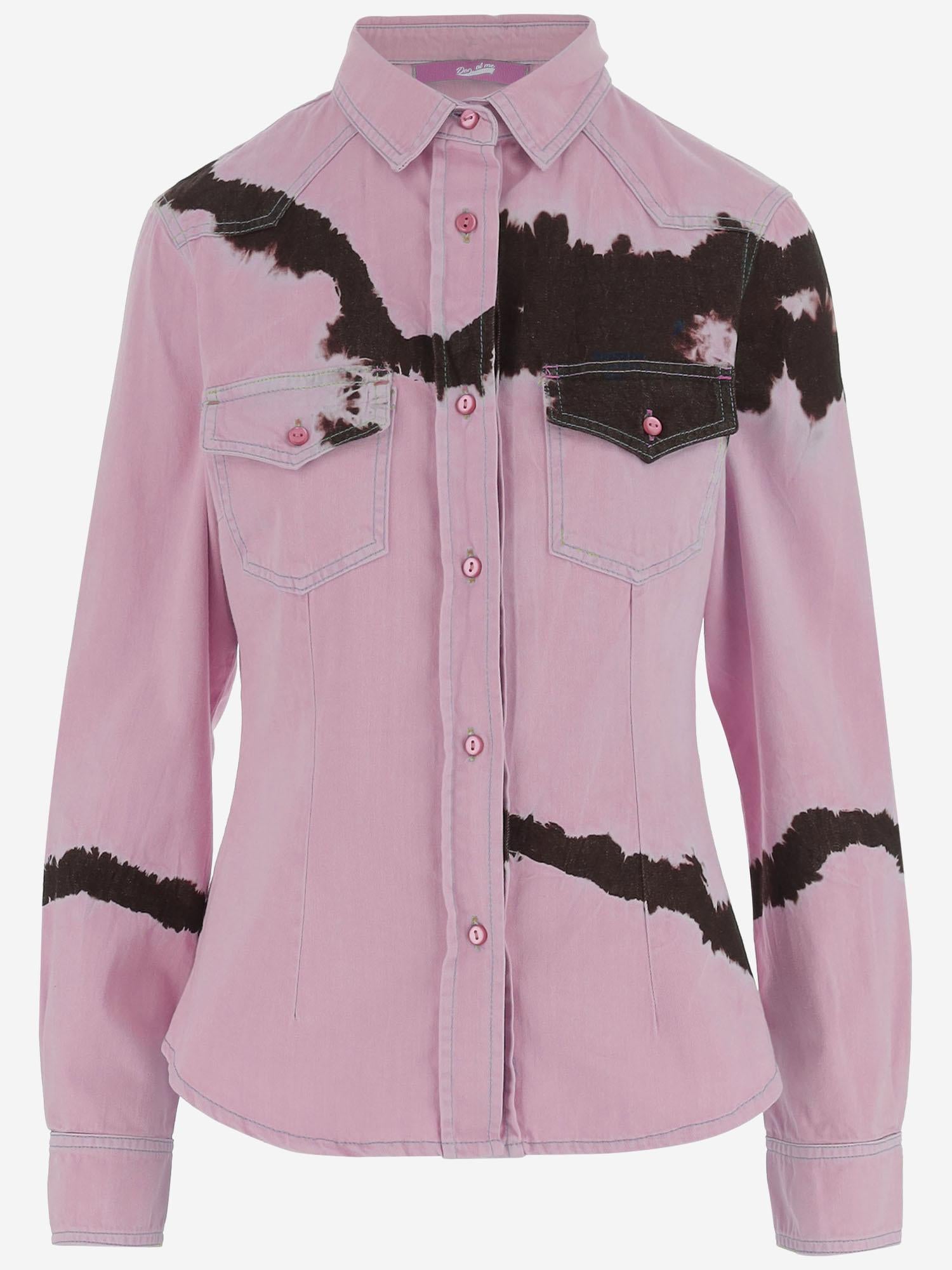 CAMICIA IN COTONE CON MOTIVO TIE-DYE DAM26TU5 PINK DONT @ ME 