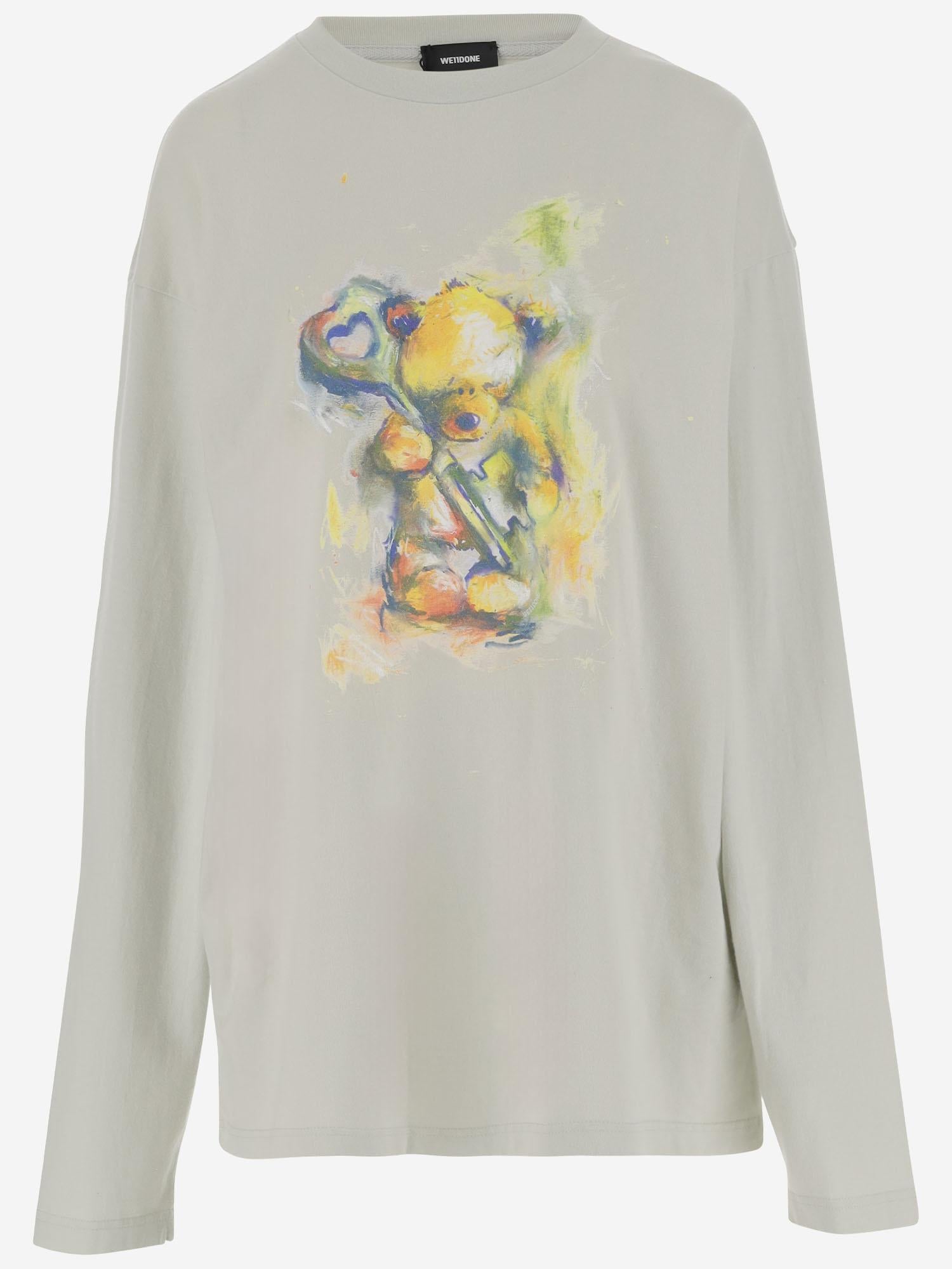 MAGLIA A MANICHE LUNGHE IN COTONE CON STAMPA ORSETTO WDTT324754U GR WE11 DONE 