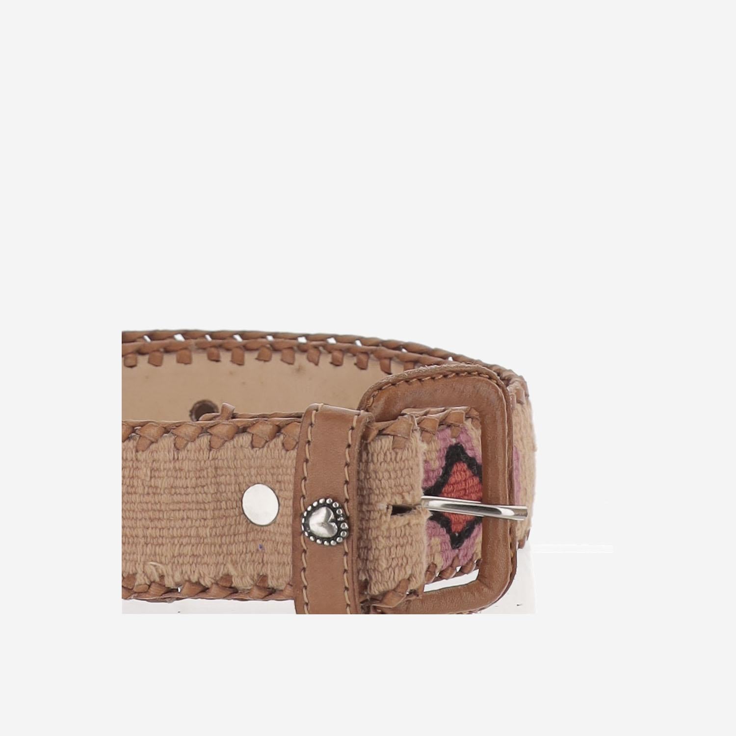 CINTURA IN PELLE E TESSUTO AMAZONIA CAMEL WAITZ 