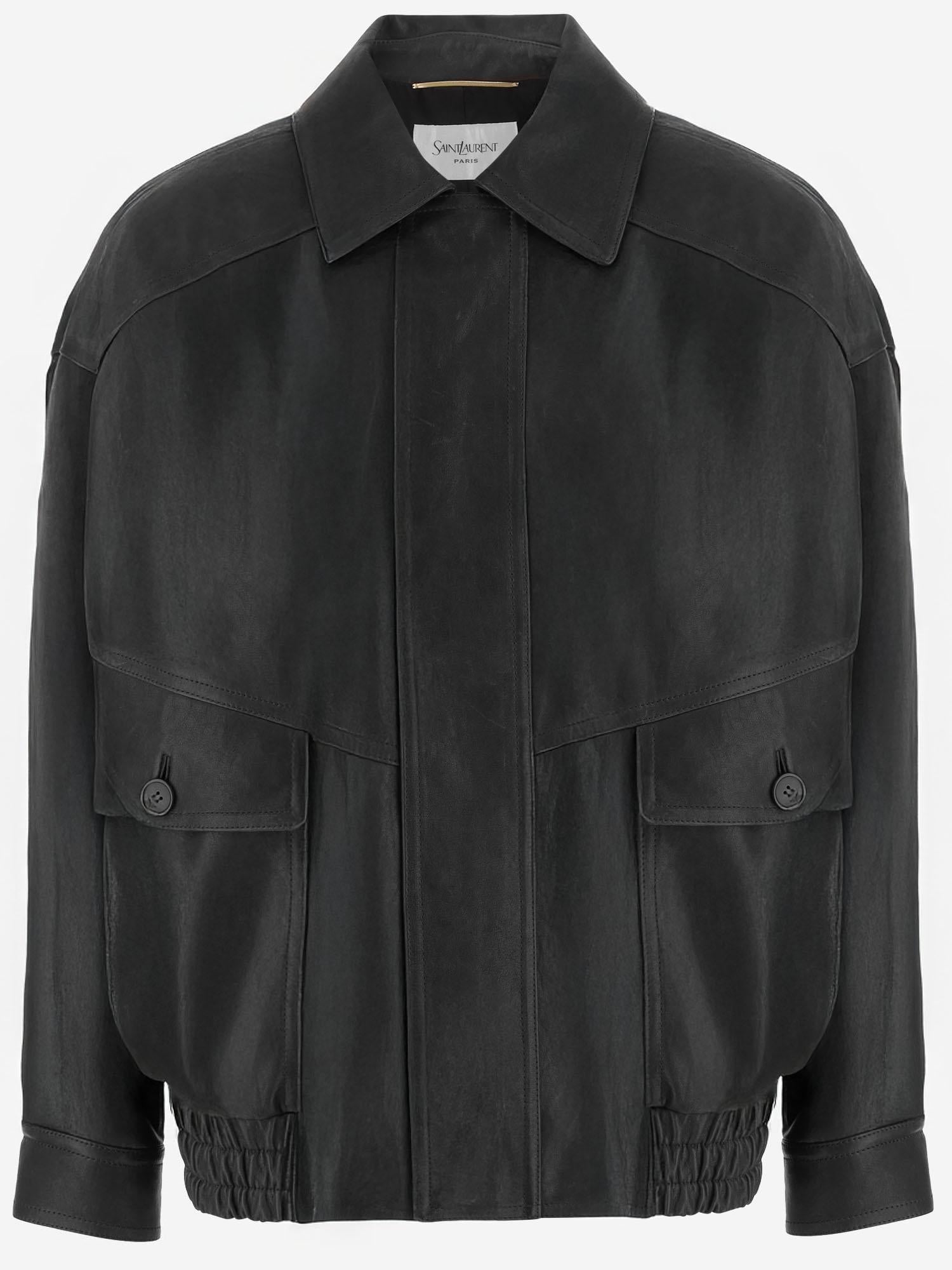 GIUBBOTTO IN PELLE CON COLLETTO CLASSICO 842948 YCNX21628 SAINT LAURENT 
