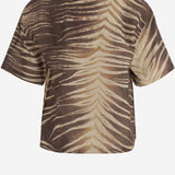 CAMICIA IN LINO E COTONE CON STAMPA TROPICALE 80OALF02 CNF06R83 JUST CAVALLI 