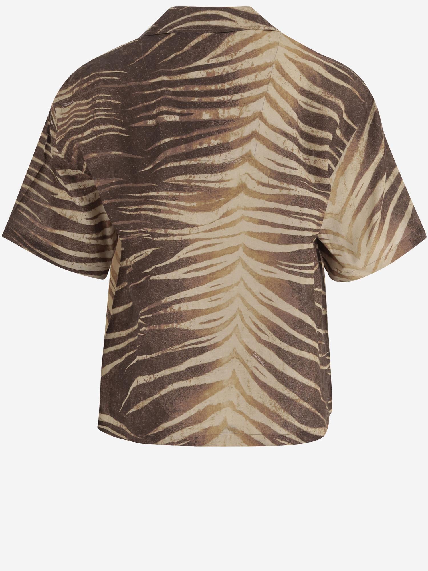 CAMICIA IN LINO E COTONE CON STAMPA TROPICALE 80OALF02 CNF06R83 JUST CAVALLI 