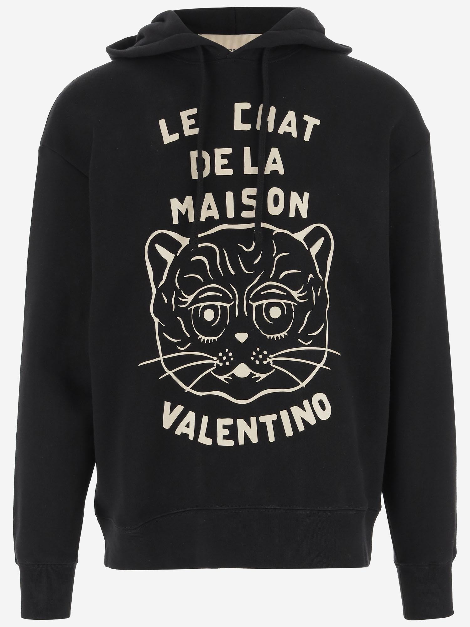 FELPA IN COTONE STAMPATO CHAT DE LA MAISON 7V3MF28N B339RA VALENTINO 