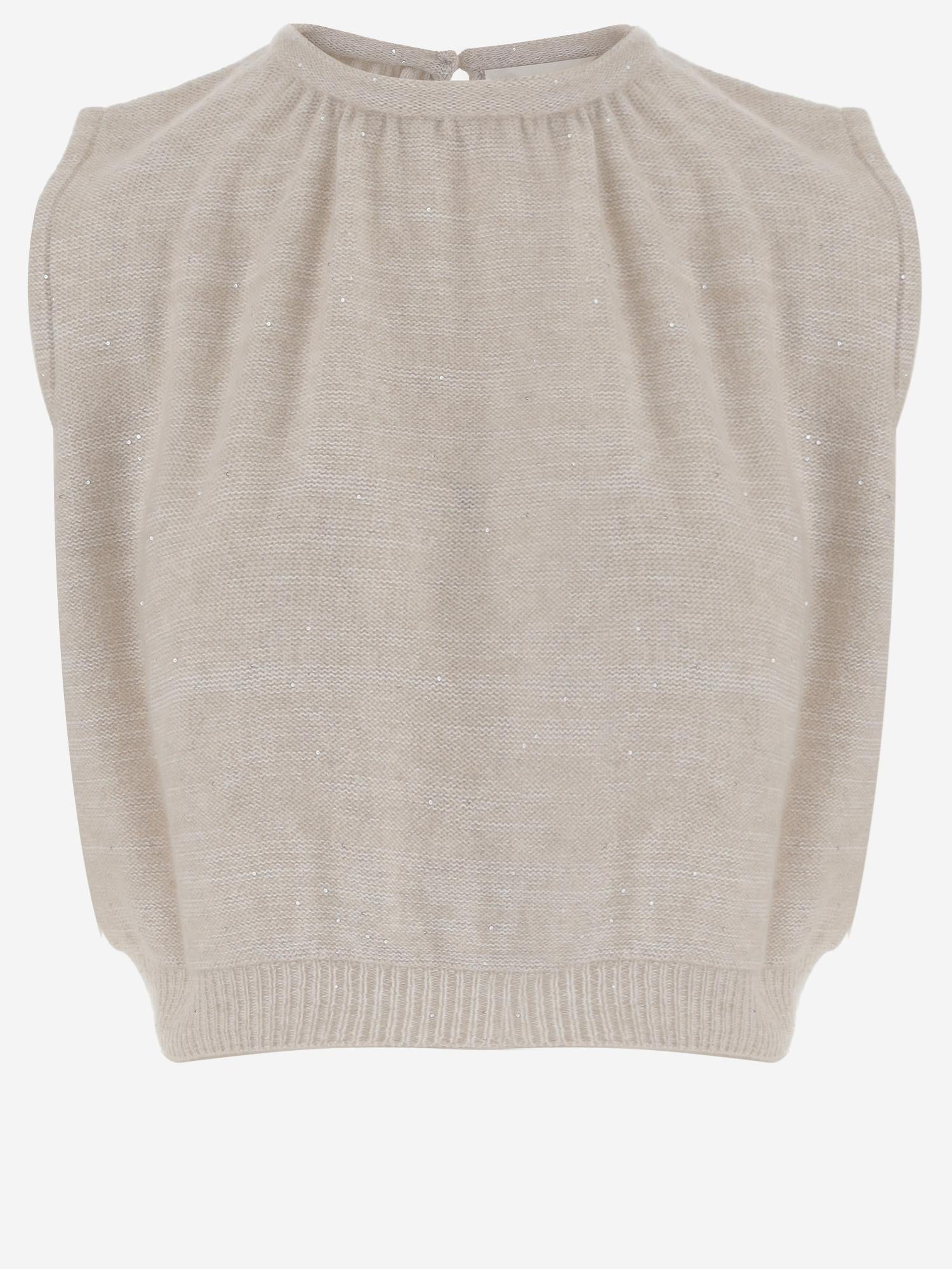 TOP SENZA MANICHE CON PAILLETTES KNVS2664 263 ARCH4 