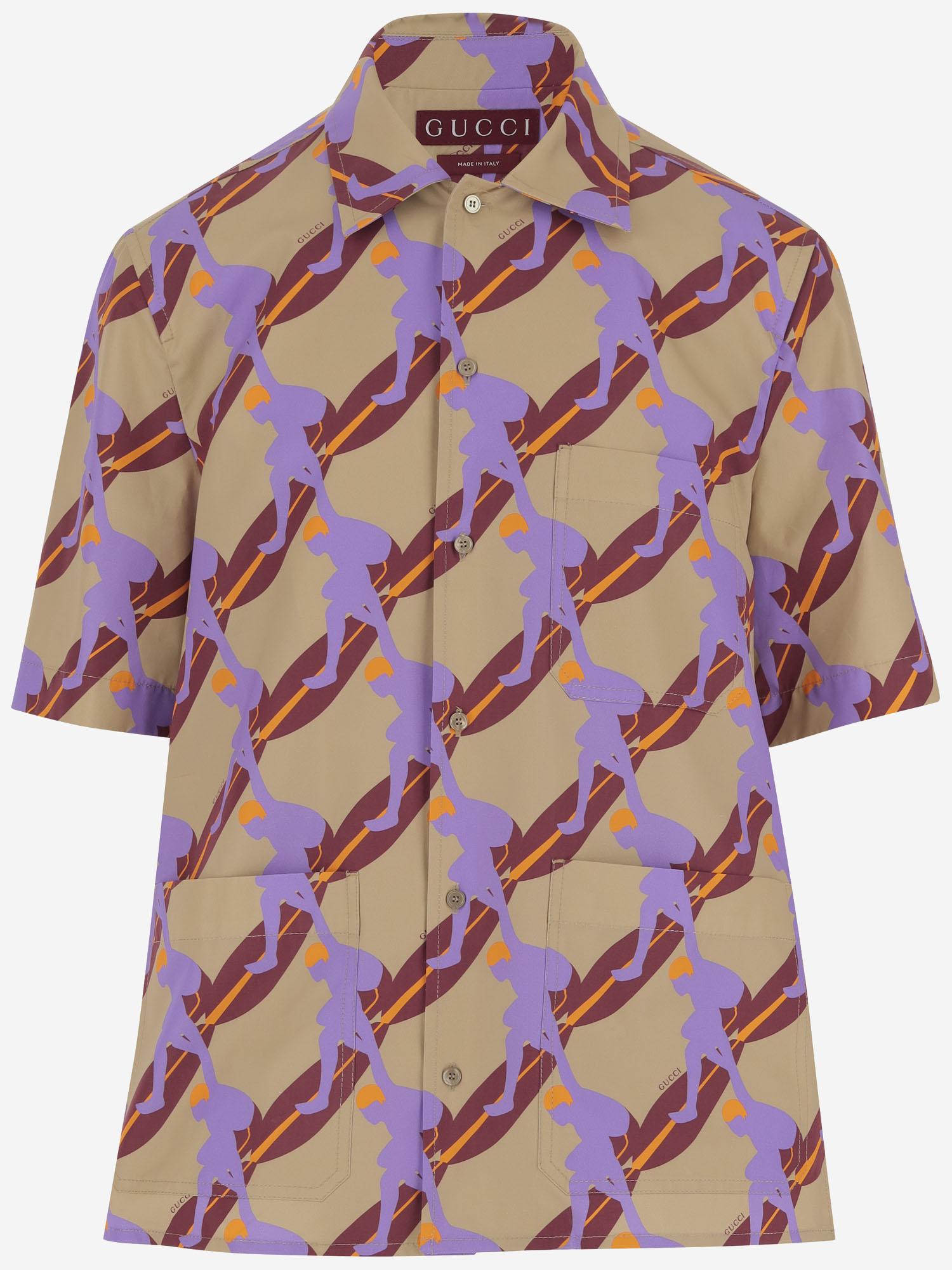CAMICIA IN COTONE con stampa grafica 821498 Z7AMZ2040 GUCCI 