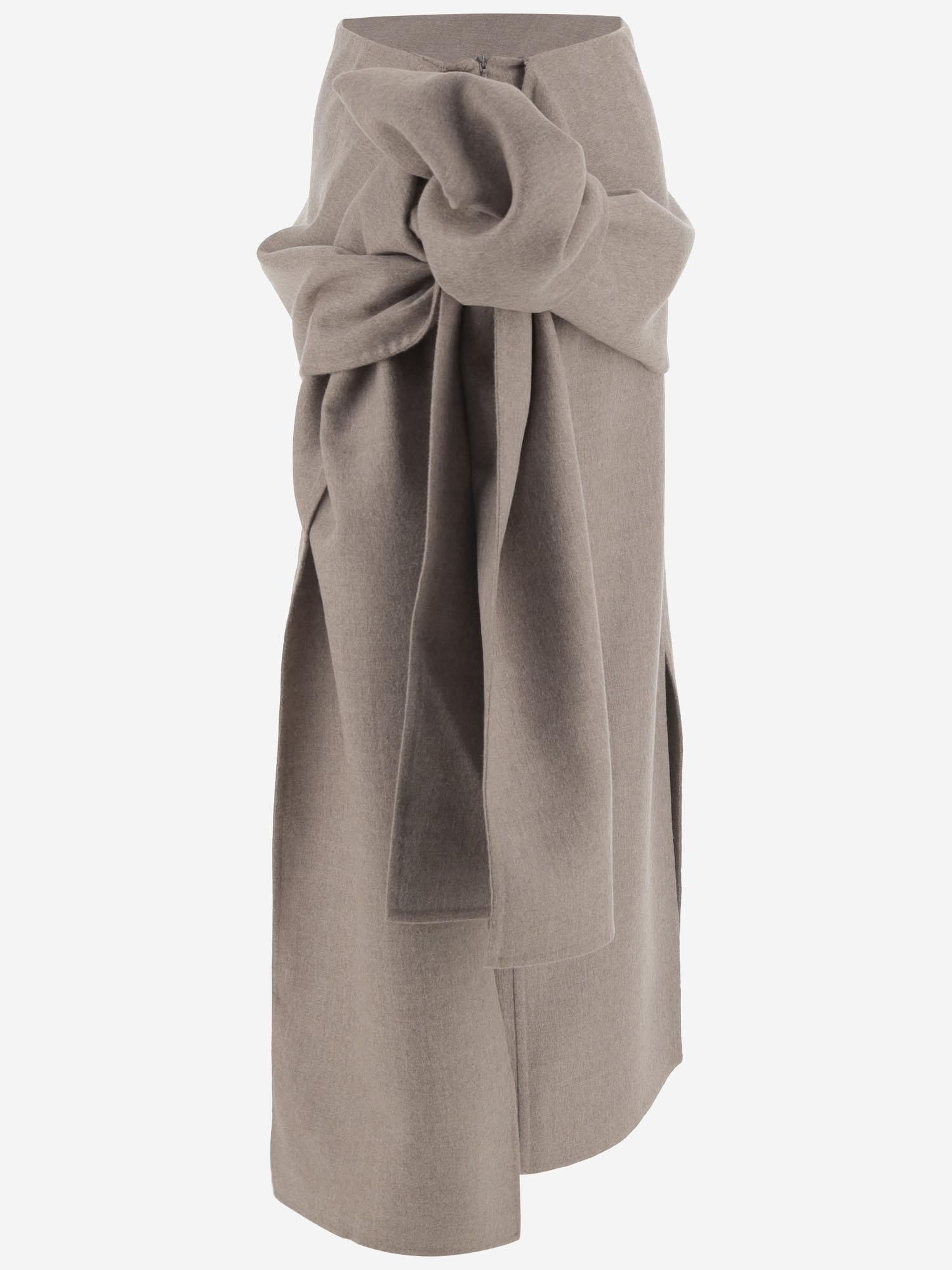 GONNA INCROCIATA IN LANA CON NODO 6252K21156 PEATMELANGE CARVEN 