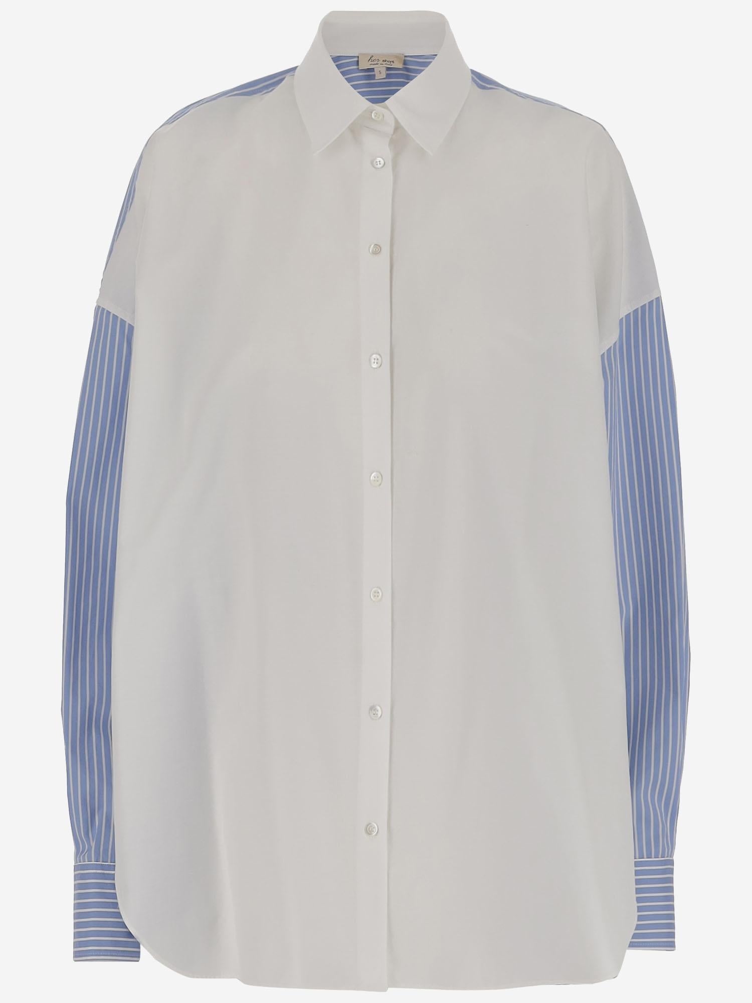 CAMICIA IN COTONE E SETA CON MOTIVO A RIGHE MN01825 T4051710 HER SHIRT 