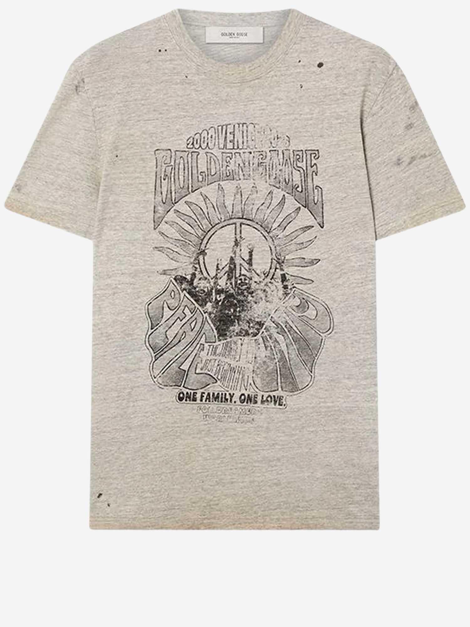 T-SHIRT IN COTONE CON STAMPA LOGO GMP01220 P00252460255 GOLDEN GOOSE 