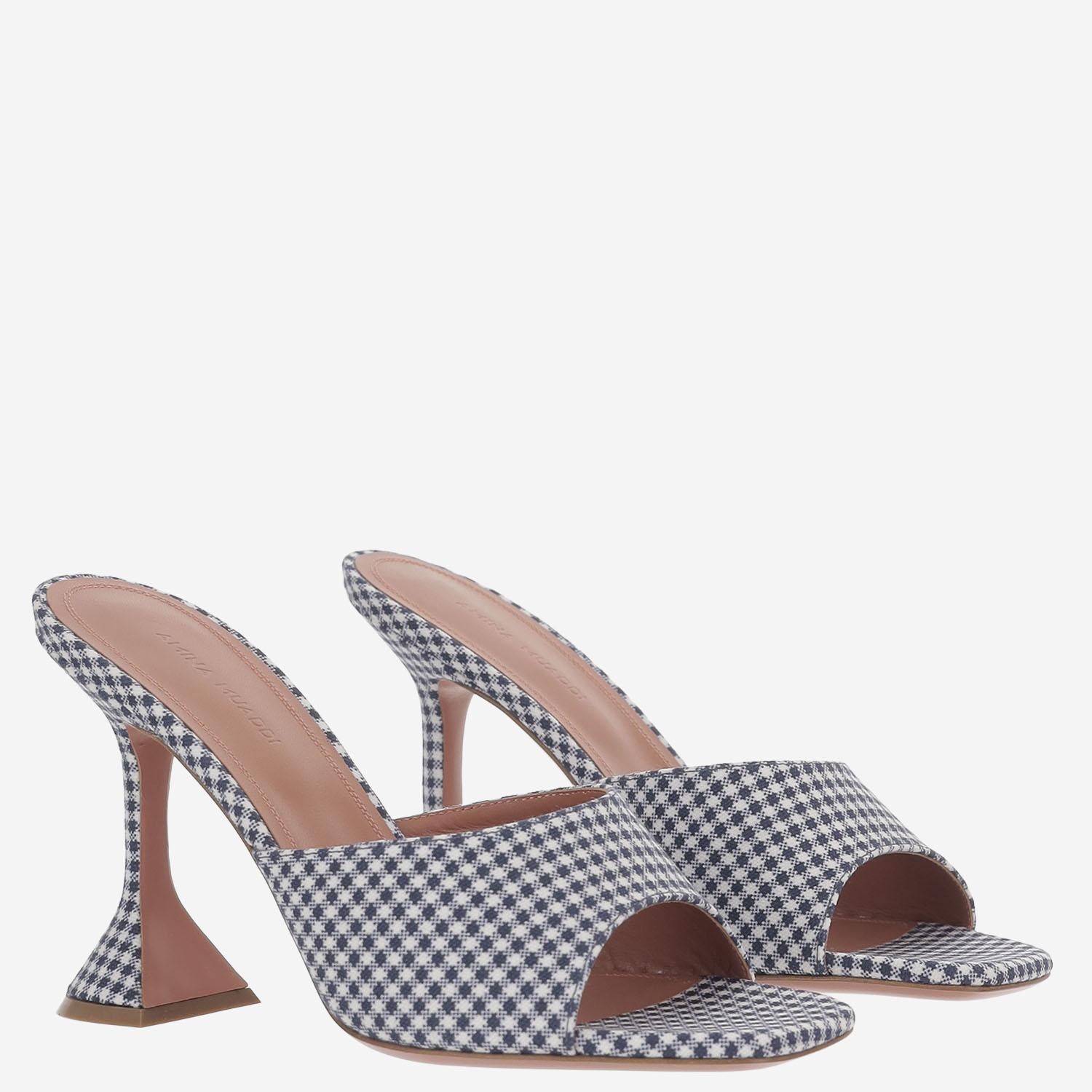 SANDALI LUPITA IN TESSUTO E PELLE LUPITASLIPPER 95BLUEWHITE AMINA MUADDI 