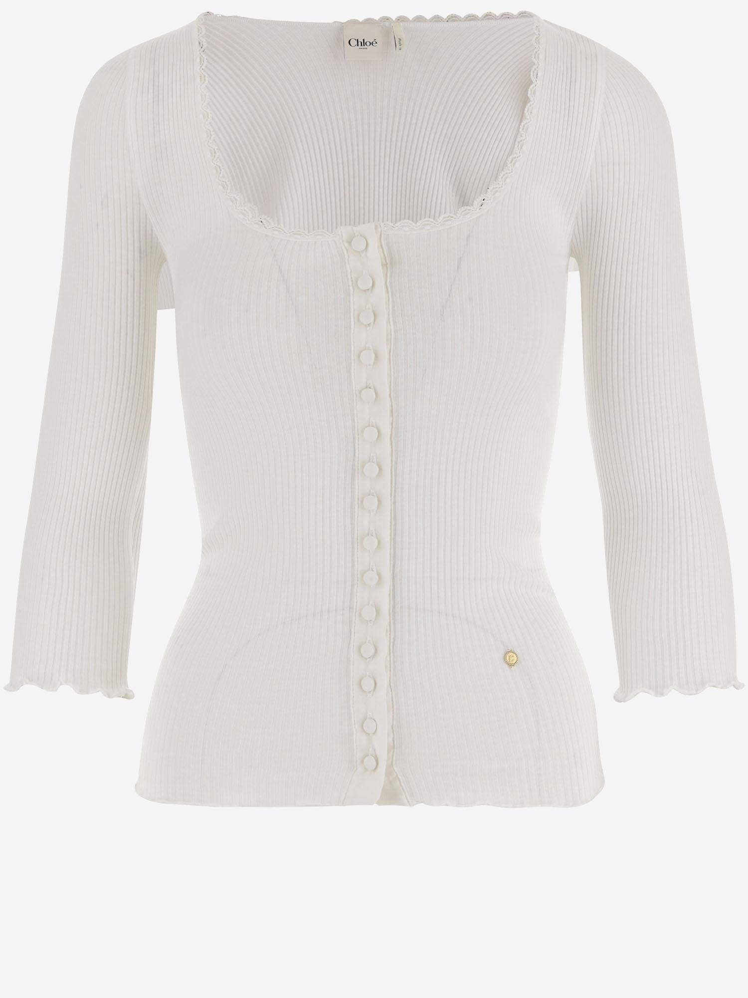 Cardigan con scollo profondo in cotone CH25WJC01185 101 CHLOE 