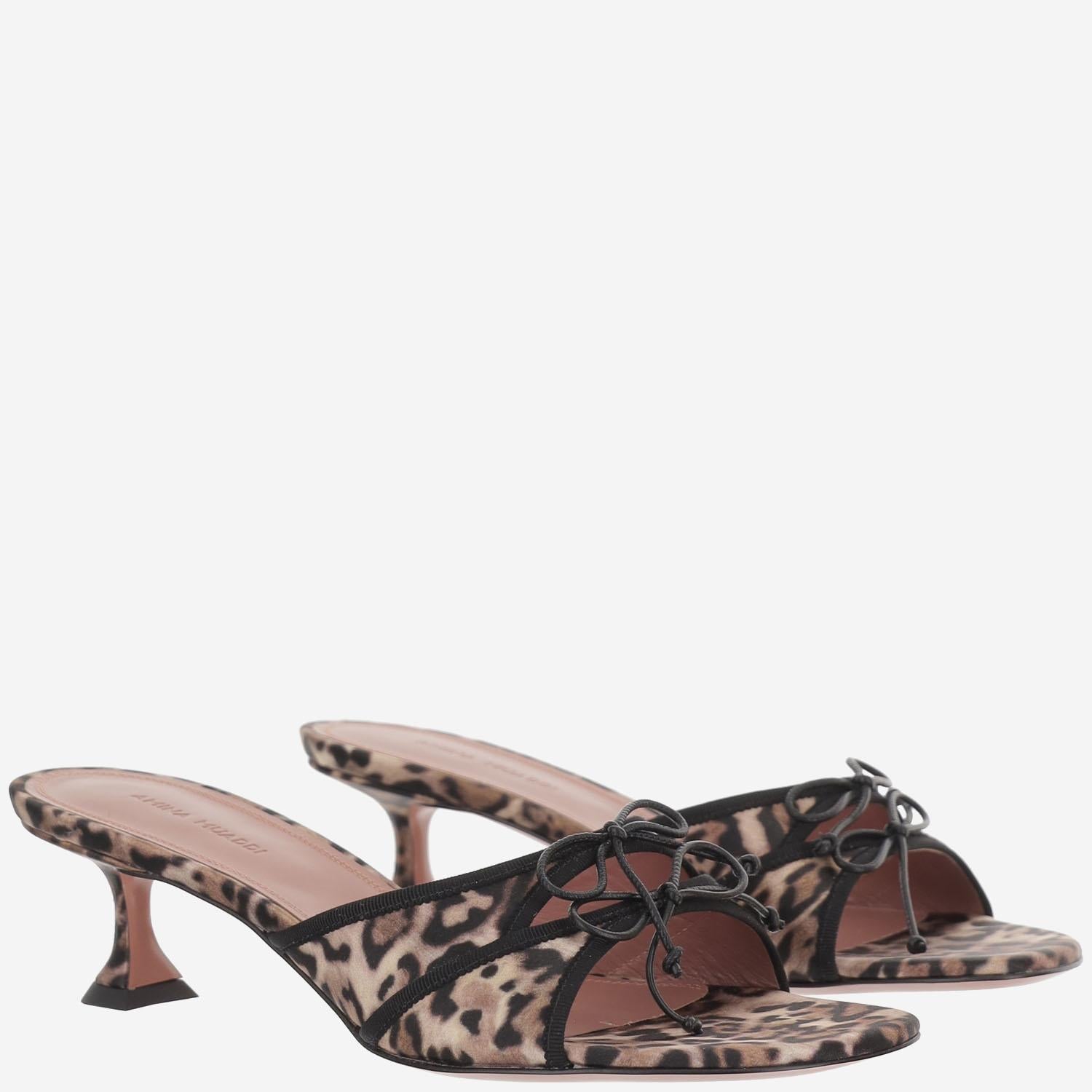 SLIPPER ELEONORA IN SETA ELEONORASLIPPER 45LEOPARDBLACK AMINA MUADDI 
