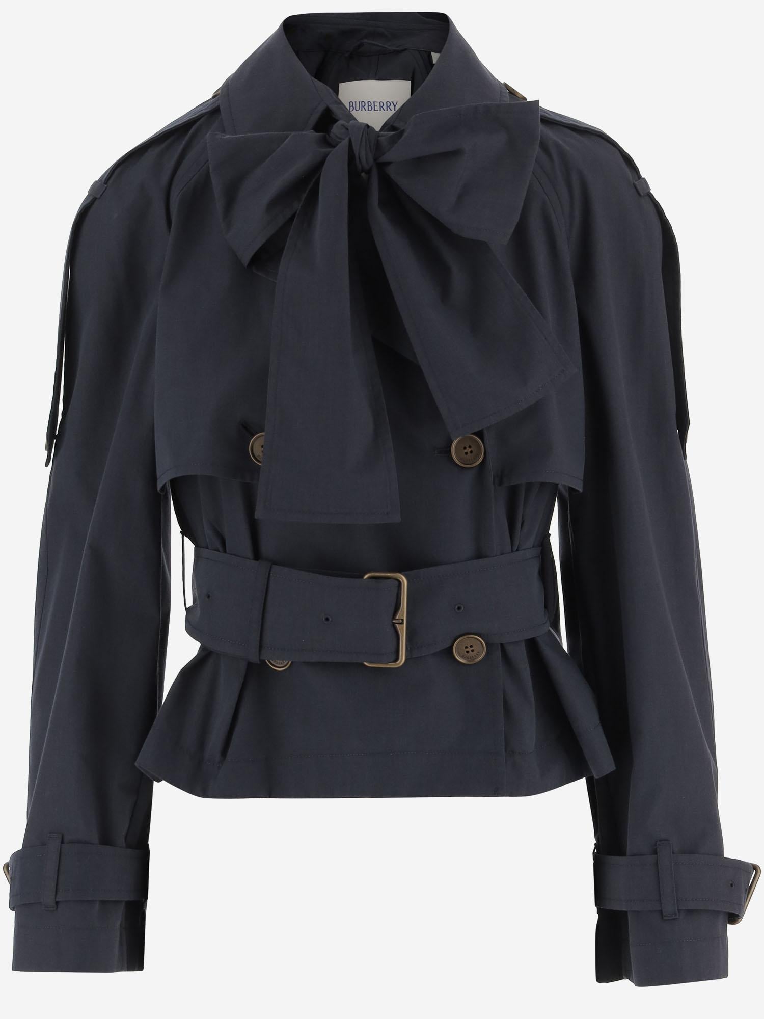 GIACCA DOPPIOPETTO IN TELA TREROSE 8120907 NAVYBLACK BURBERRY 