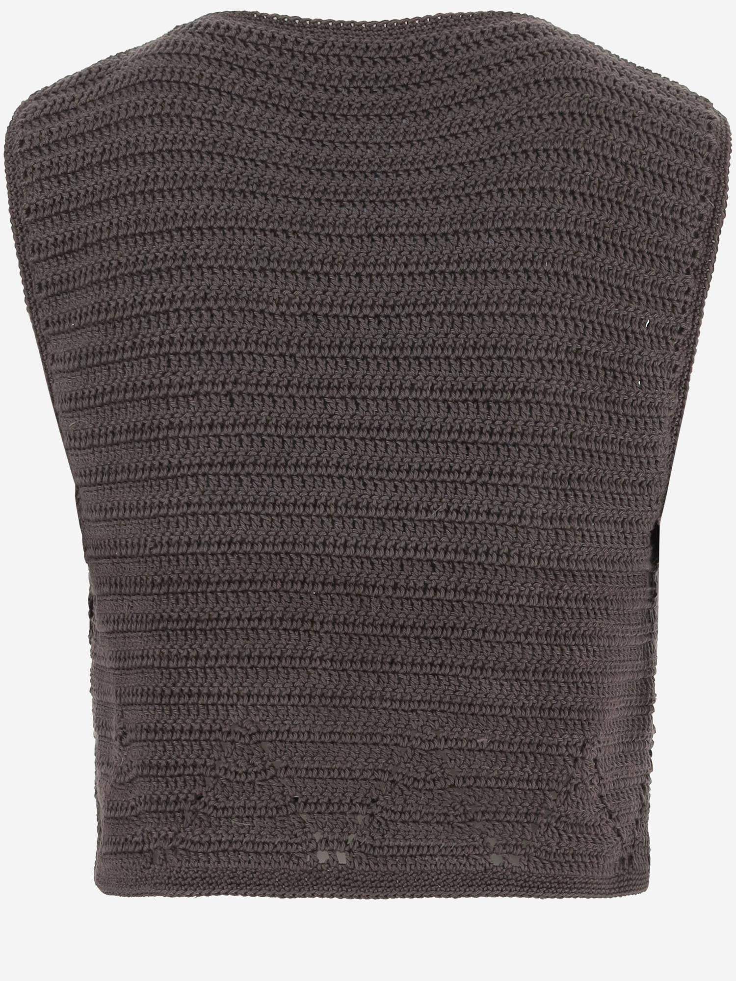 GILET IN MAGLIA DI COTONE CON PERLINE RICAMATE KT03 COYABROWN NICCOLO PASQUALETTI 