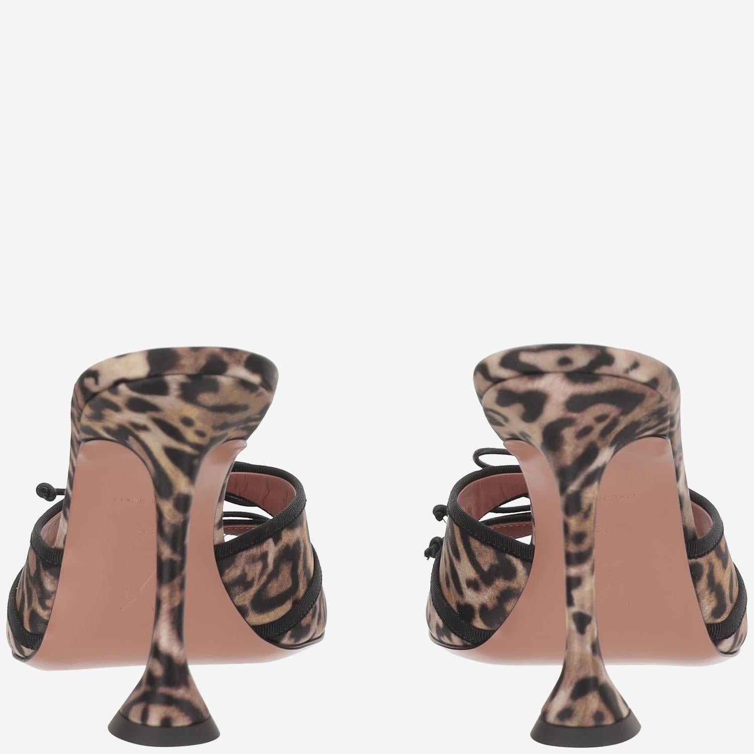 Sandali Eleonora in seta ELEONORASLIPPER 95LEOPARDBLACK AMINA MUADDI 