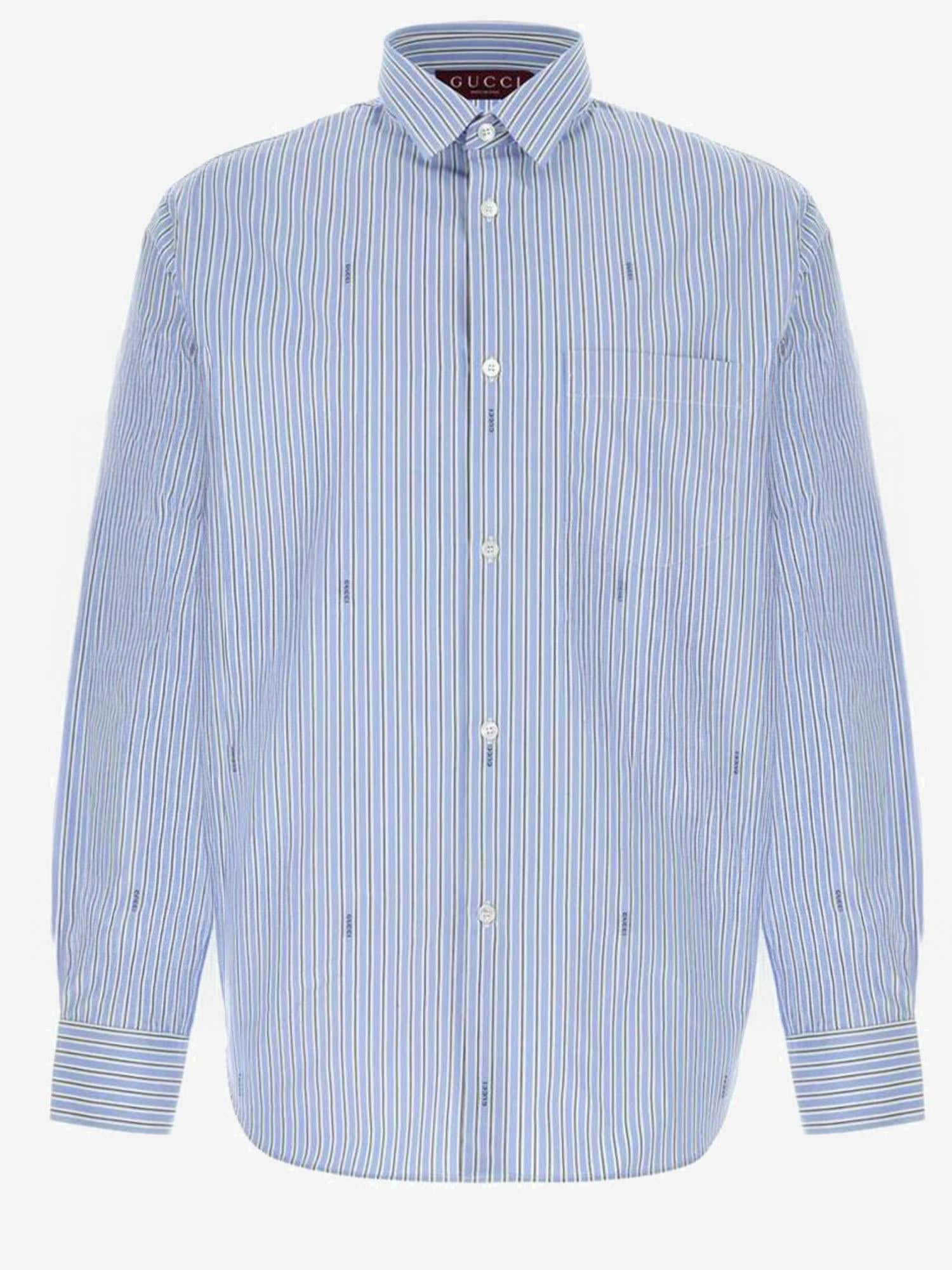 CAMICIA IN POPELINE DI COTONE A RIGHE 852714 ZAUBA4061 GUCCI 