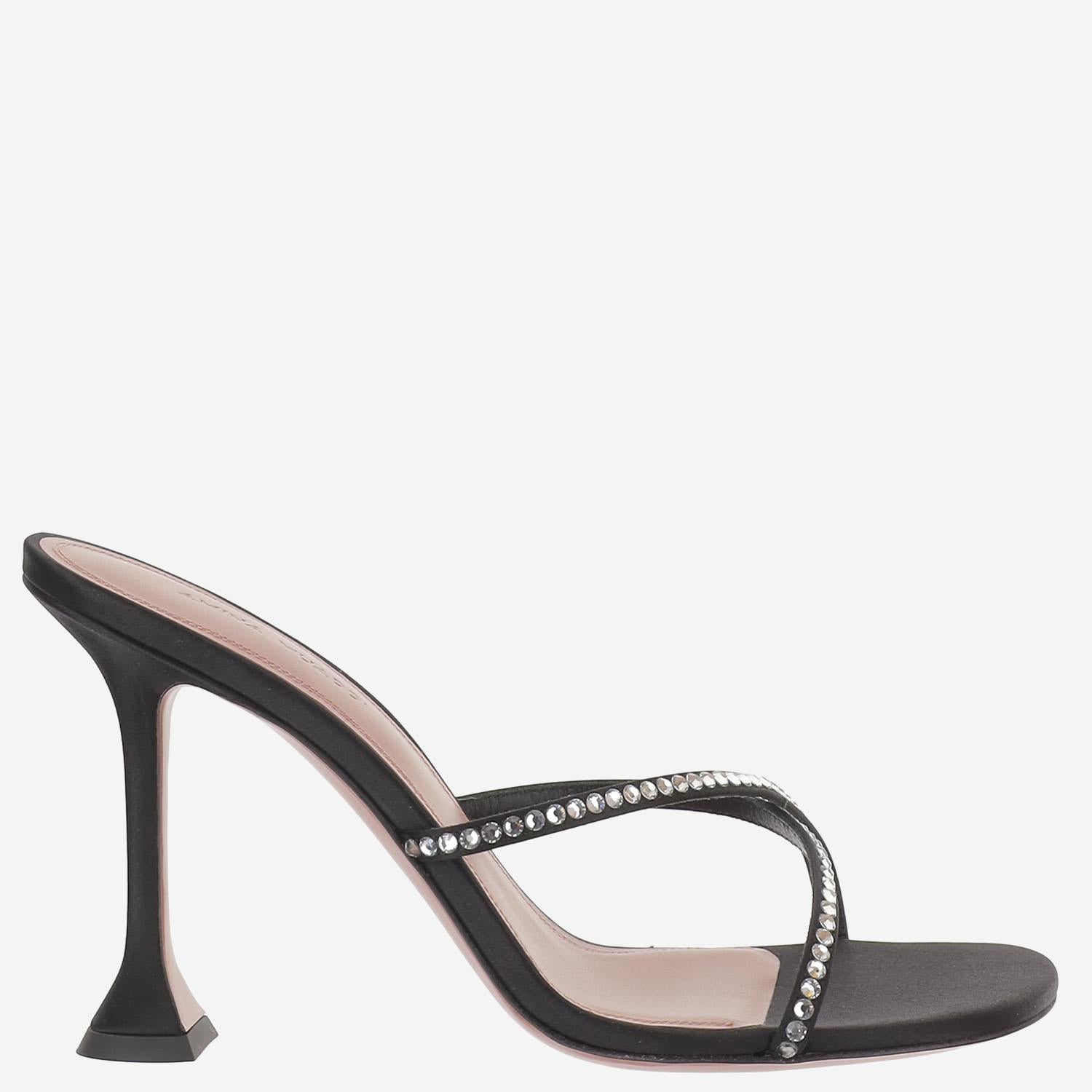 Sandali Sally in raso SALLYSLIPPER 95BLACKWHITE AMINA MUADDI 