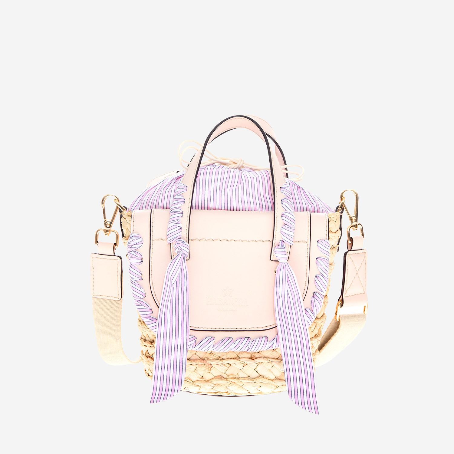 BORSA HABANERA IN PELLE E RAFIA HABANERAPOPELINE CONFETTO CUBA LAB 