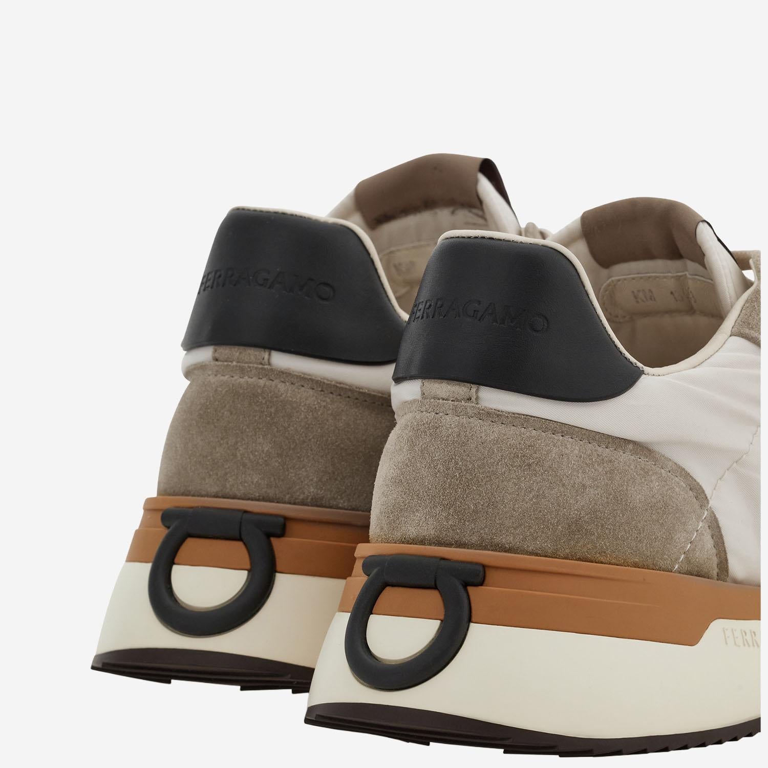 SNEAKERS IN PELLE E TESSUTO CON LOGO LATERALE 02A130 003SAFARIMASCARPONEA706NERO SALVATORE FERRAGAMO 