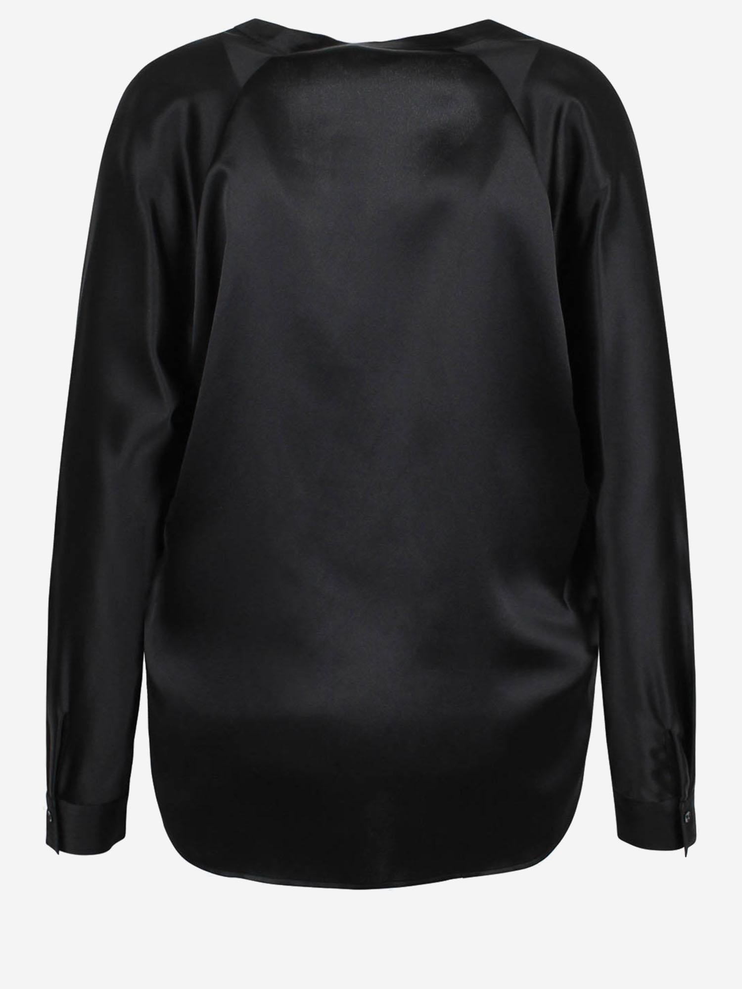 CAMICIA IN SETA CON SCOLLO A V VR84511926 001BLK VINCE 
