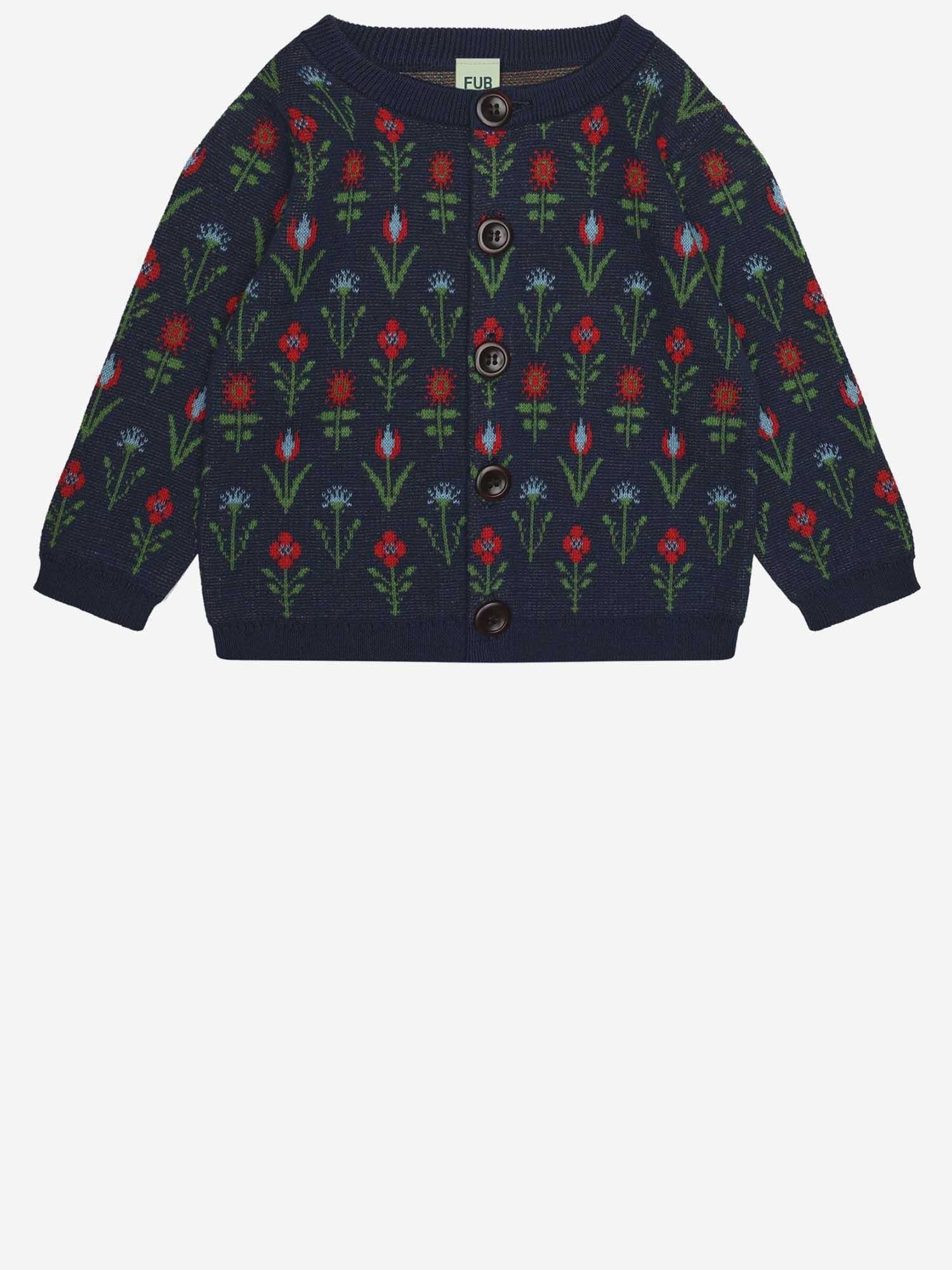 CARDIGAN IN COTONE CON MOTIVO FLOREALE 7526 DARKNAVYFLOWER FUB KIDS 