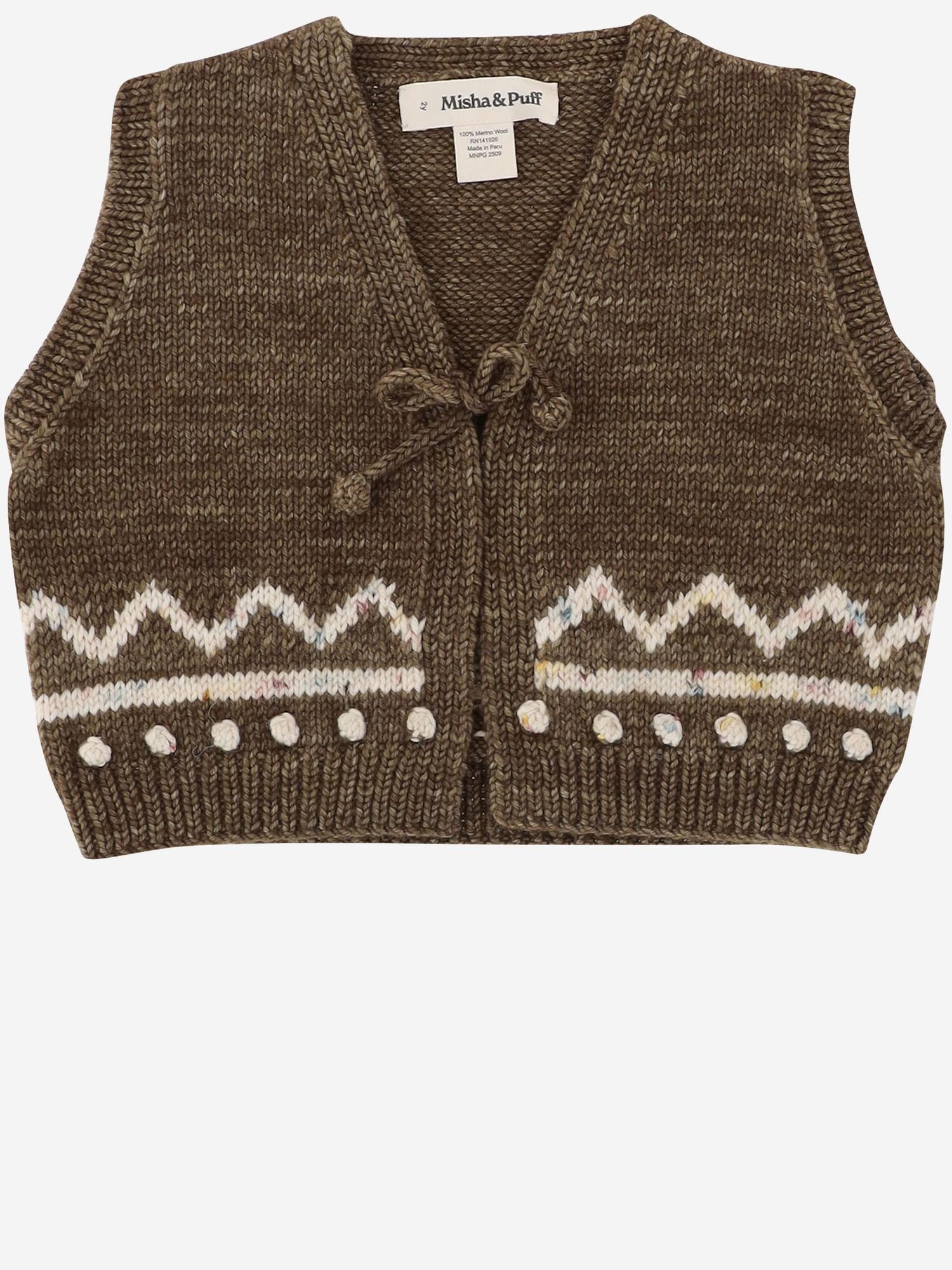 GILET IN LANA MERINO CON MOTIVO GRAFICO K1223W25 762 MISHA & PUFF KIDS 