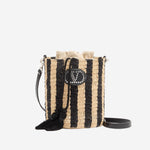 BORSA PICCOLA A SECCHIELLO IN RAFIA A RIGHE 8W2B0T03 IXUC8K VALENTINO GARAVANI 