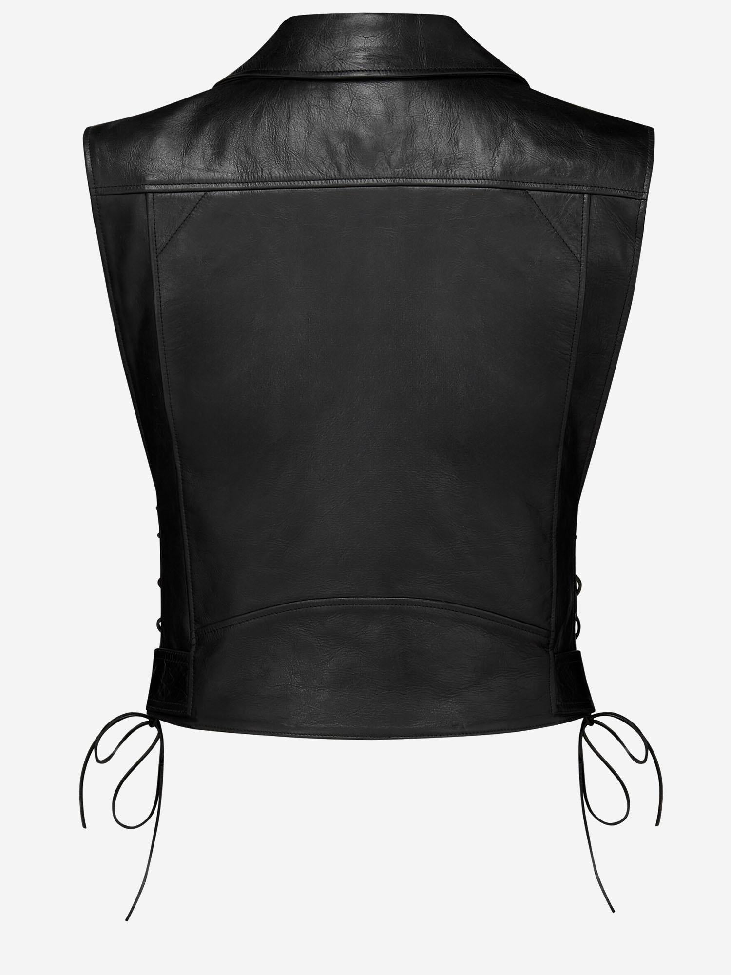 GILET DA MOTOCICLISTA IN PELLE 865045 YCUS21000 SAINT LAURENT 