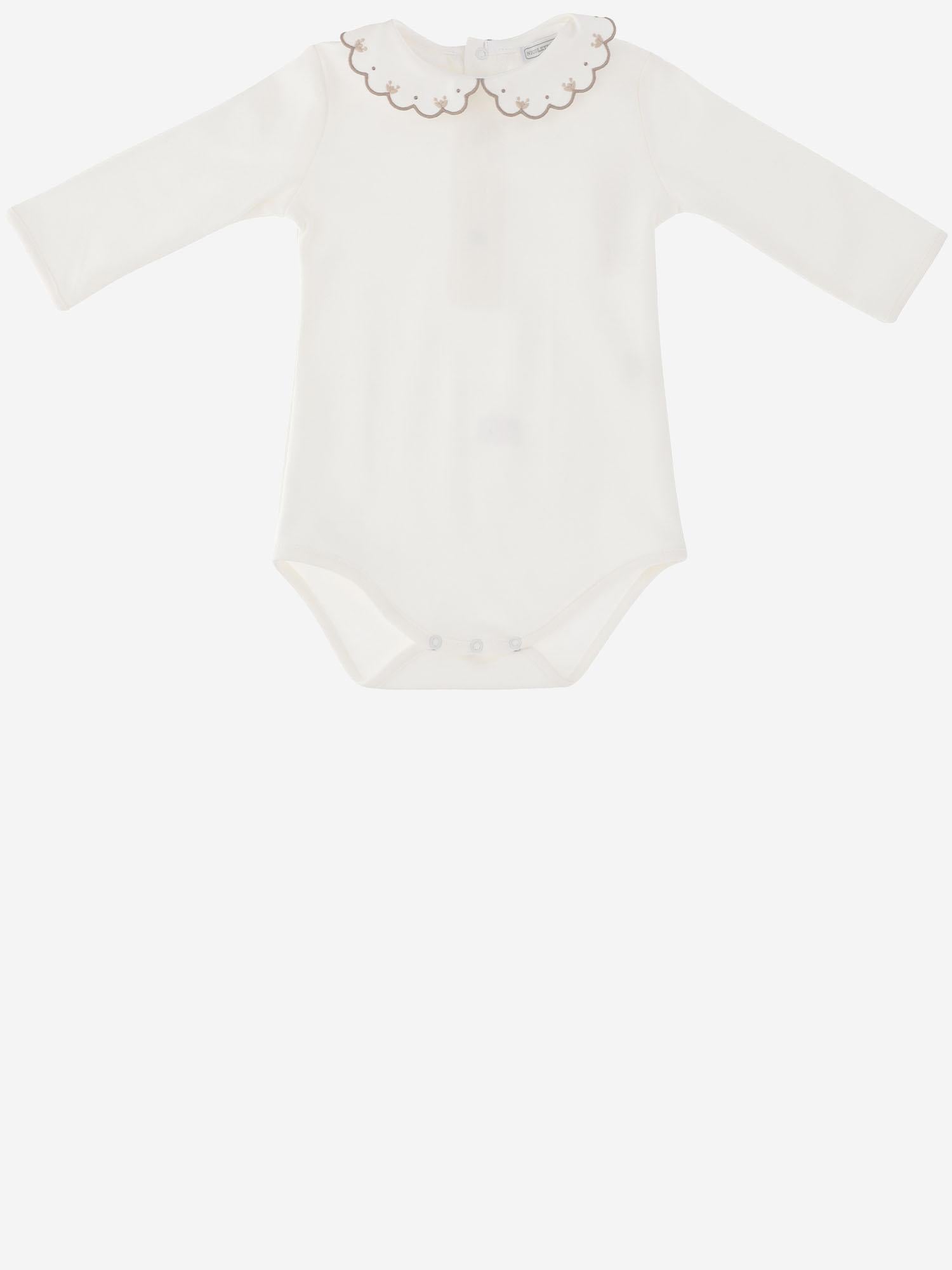 BODY IN COTONE CON COLLETTO RICAMATO BODY 2147 NICOLETTA FANNA KIDS 