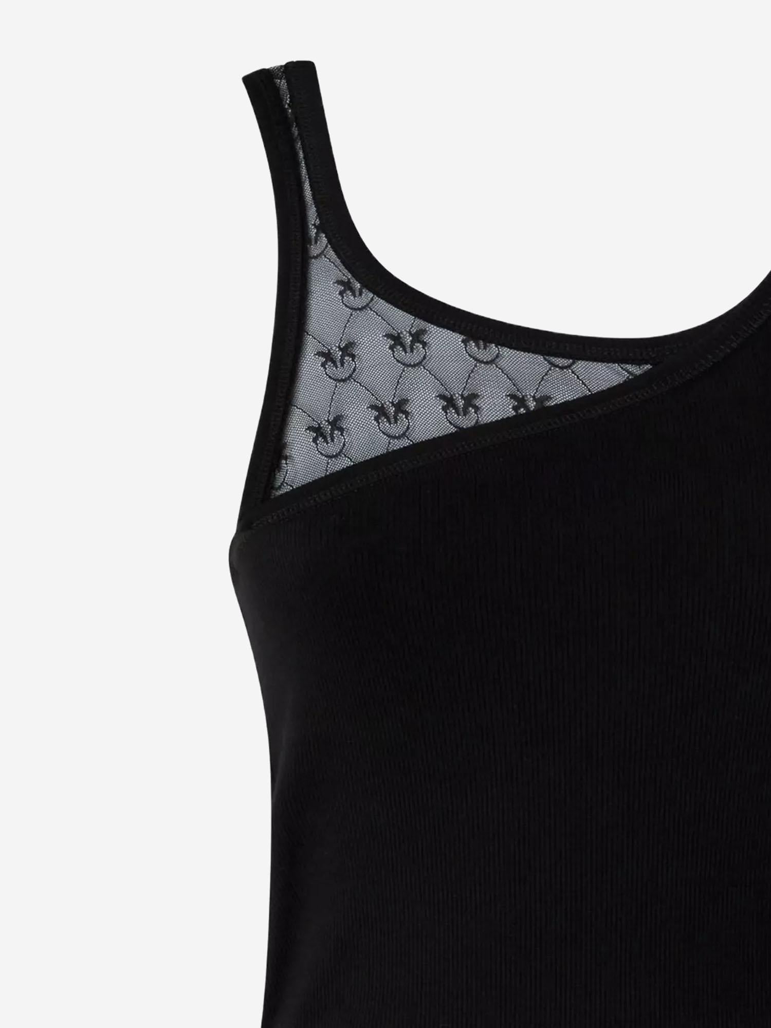 TOP IN COTONE STRETCH CON LOGO 106461 A362Z99 PINKO 