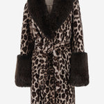 CAPPOTTO IN NYLON CON MOTIVO ANIMALIER E DETTAGLI IN PELLICCIA EF70 LEO005 UNCOMMON 
