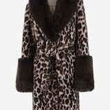 CAPPOTTO IN NYLON CON MOTIVO ANIMALIER E DETTAGLI IN PELLICCIA EF70 LEO005 UNCOMMON 