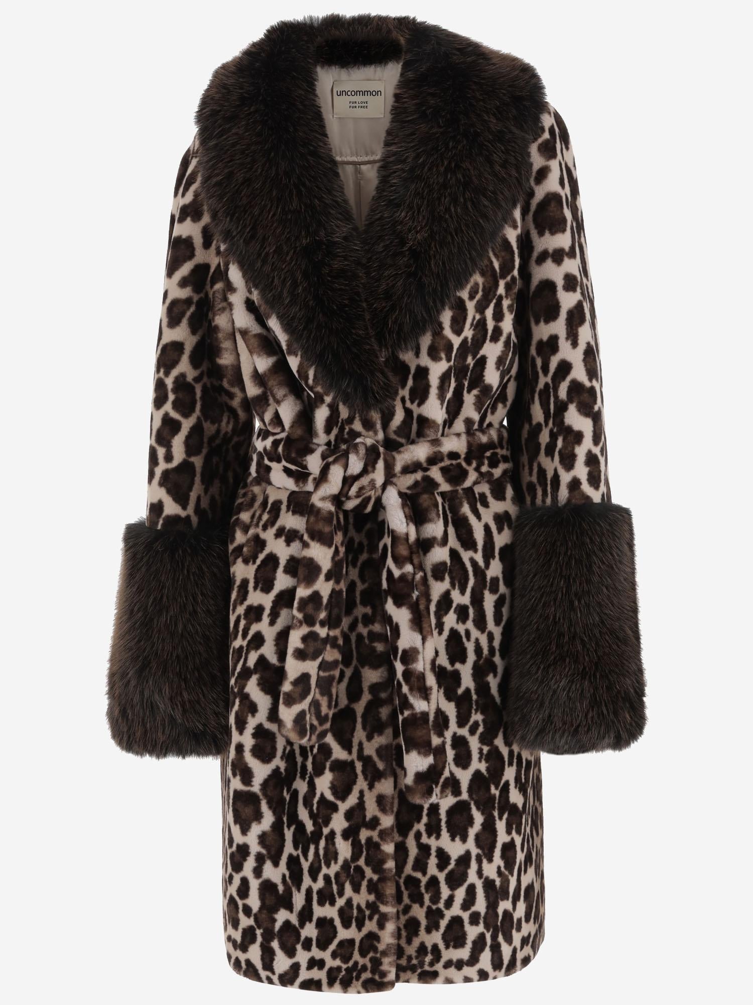 CAPPOTTO IN NYLON CON MOTIVO ANIMALIER E DETTAGLI IN PELLICCIA EF70 LEO005 UNCOMMON 
