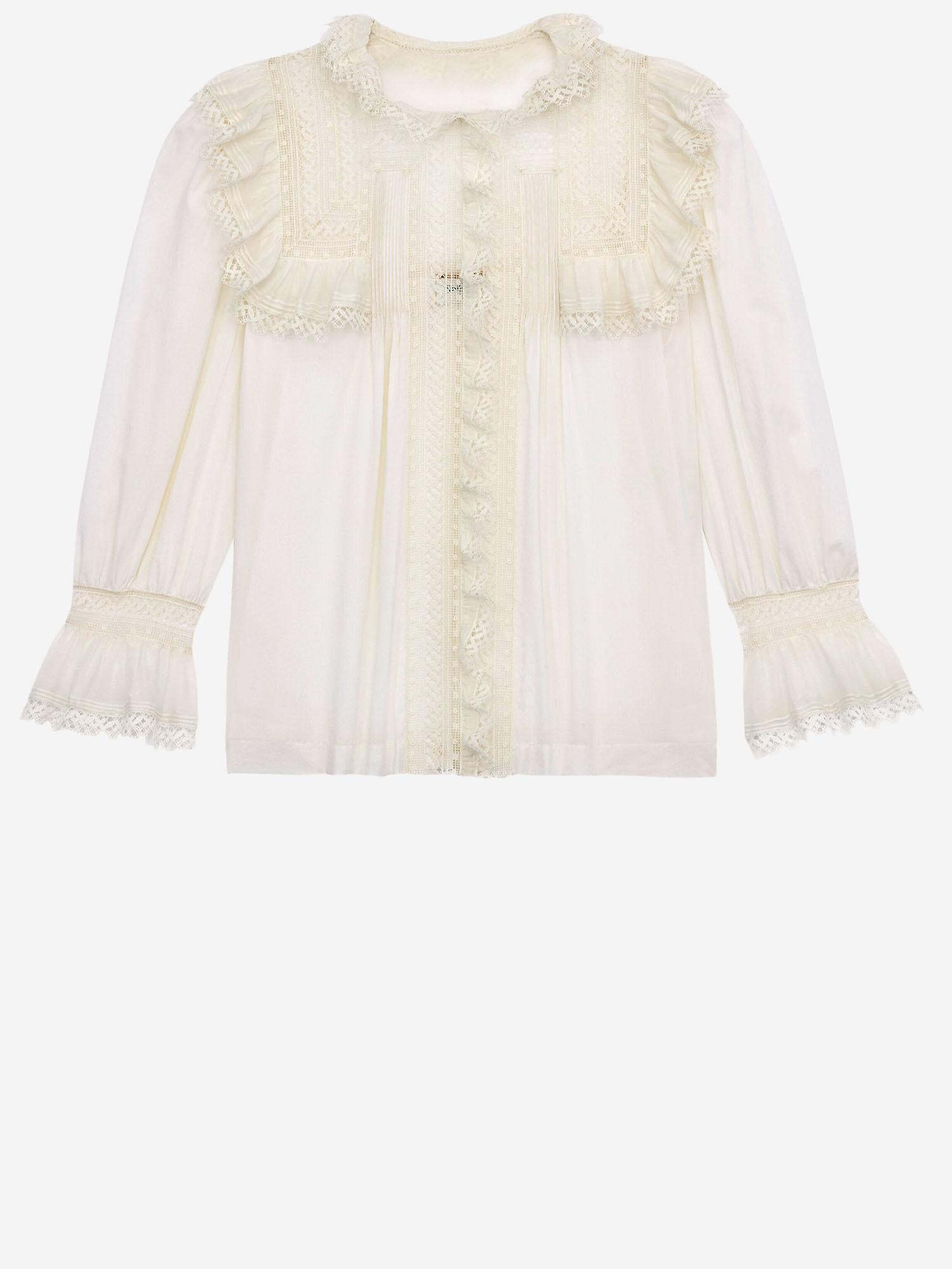CAMICIA IN VOILE DI COTONE CON RICAMI IN PIZZO 862656 Y2L699601 SAINT LAURENT 