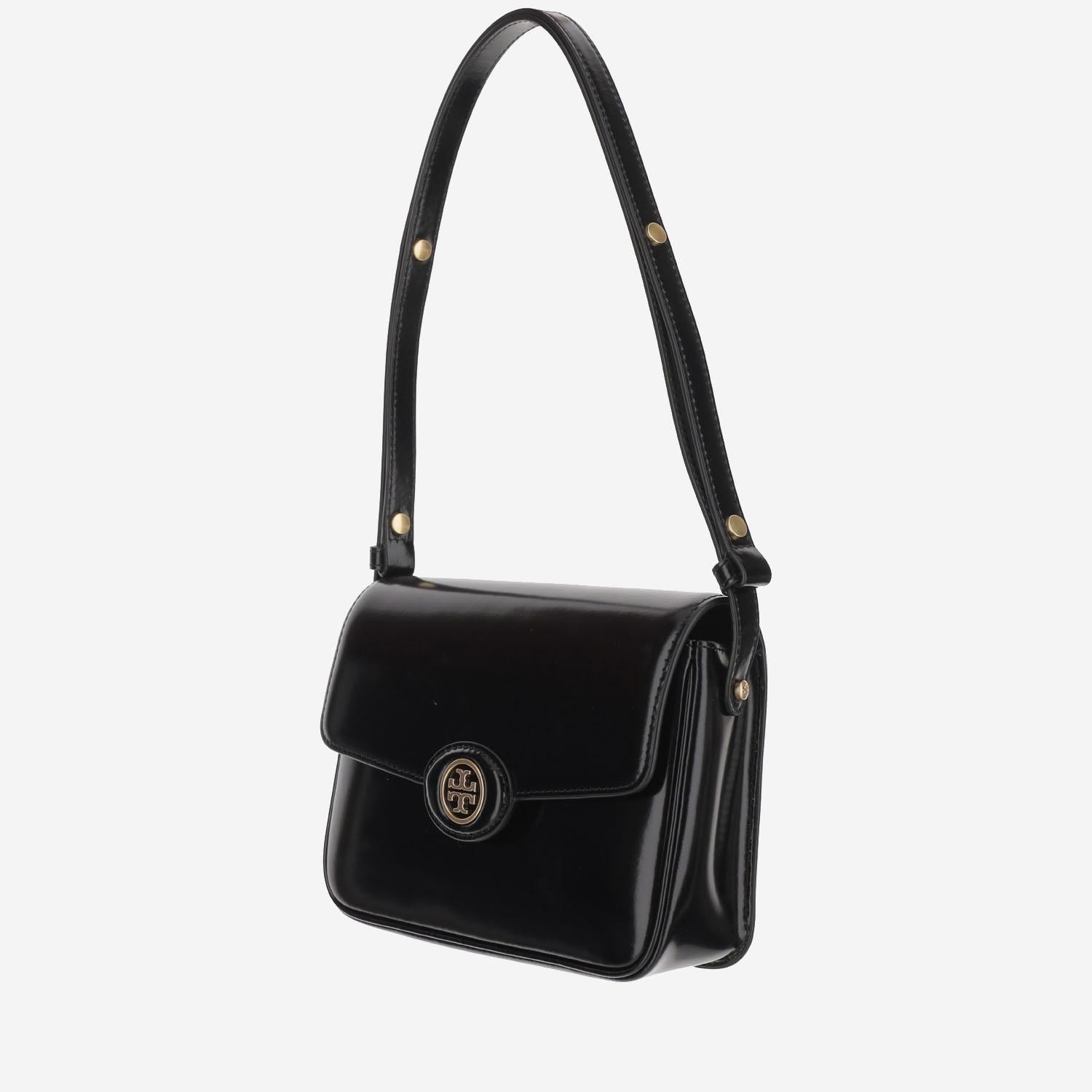 BORSA A SPALLA ROBINSON IN PELLE LUCIDA 143122 001 TORY BURCH 