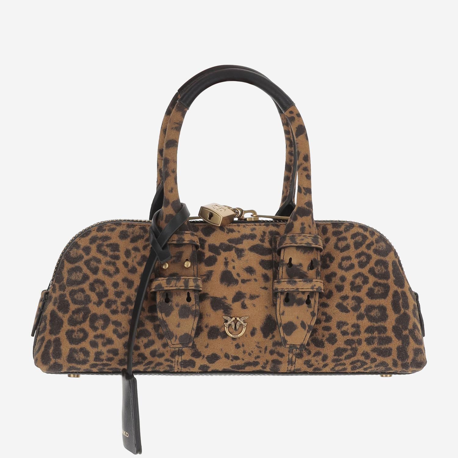 Borsa bowling Escape Horizontal in pelle scamosciata 105334 A32AM35Q PINKO 