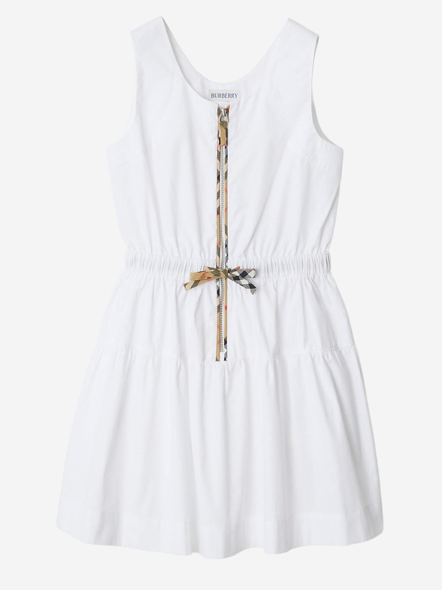 ABITO IN COTONE CON FINITURE CHECK 8117419 WHITE BURBERRY KIDS 