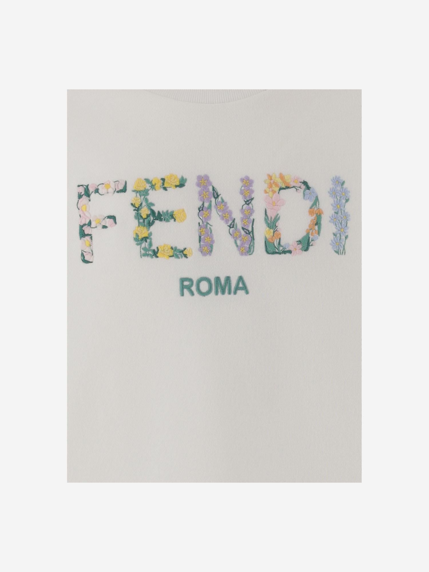 FELPA IN COTONE CON LOGO RICAMATO JFH159 5V0F0TU9 FENDI KIDS 