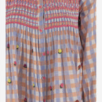 CAMICIA IN COTONE CON RICAMO FLOREALE E SMOCKING ADRIANA BLUE PHILIPPA 1970 