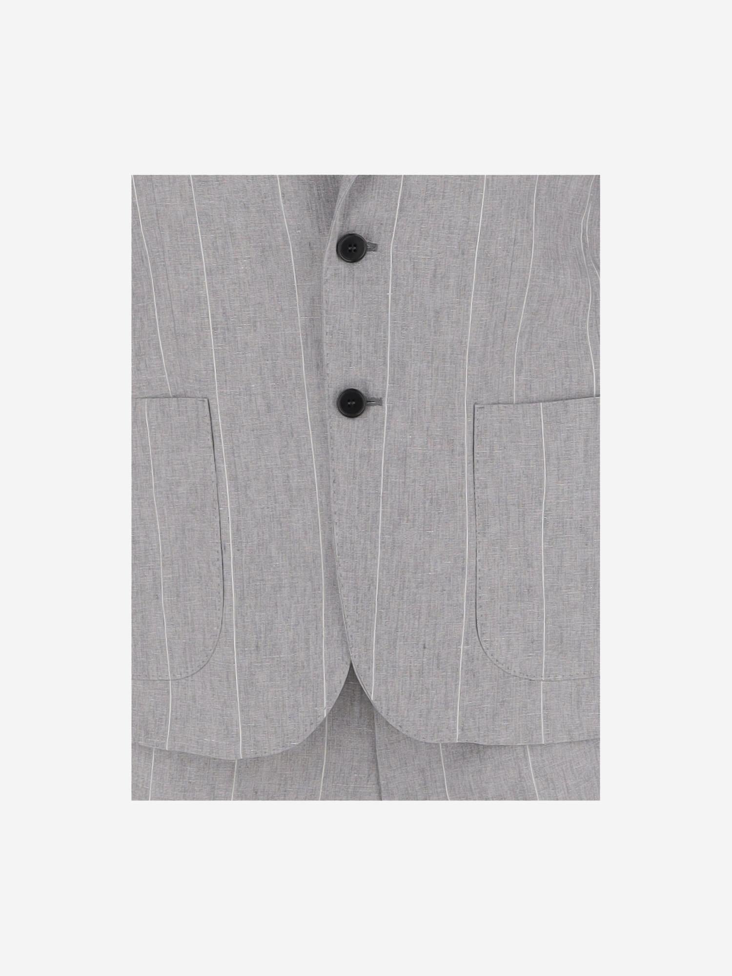 COMPLETO GESSATO IN LINO NAPOLI 4028F001 BRIAN DALES 