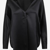 CAMICIA IN SETA CON SCOLLO A V VR84511926 001BLK VINCE 