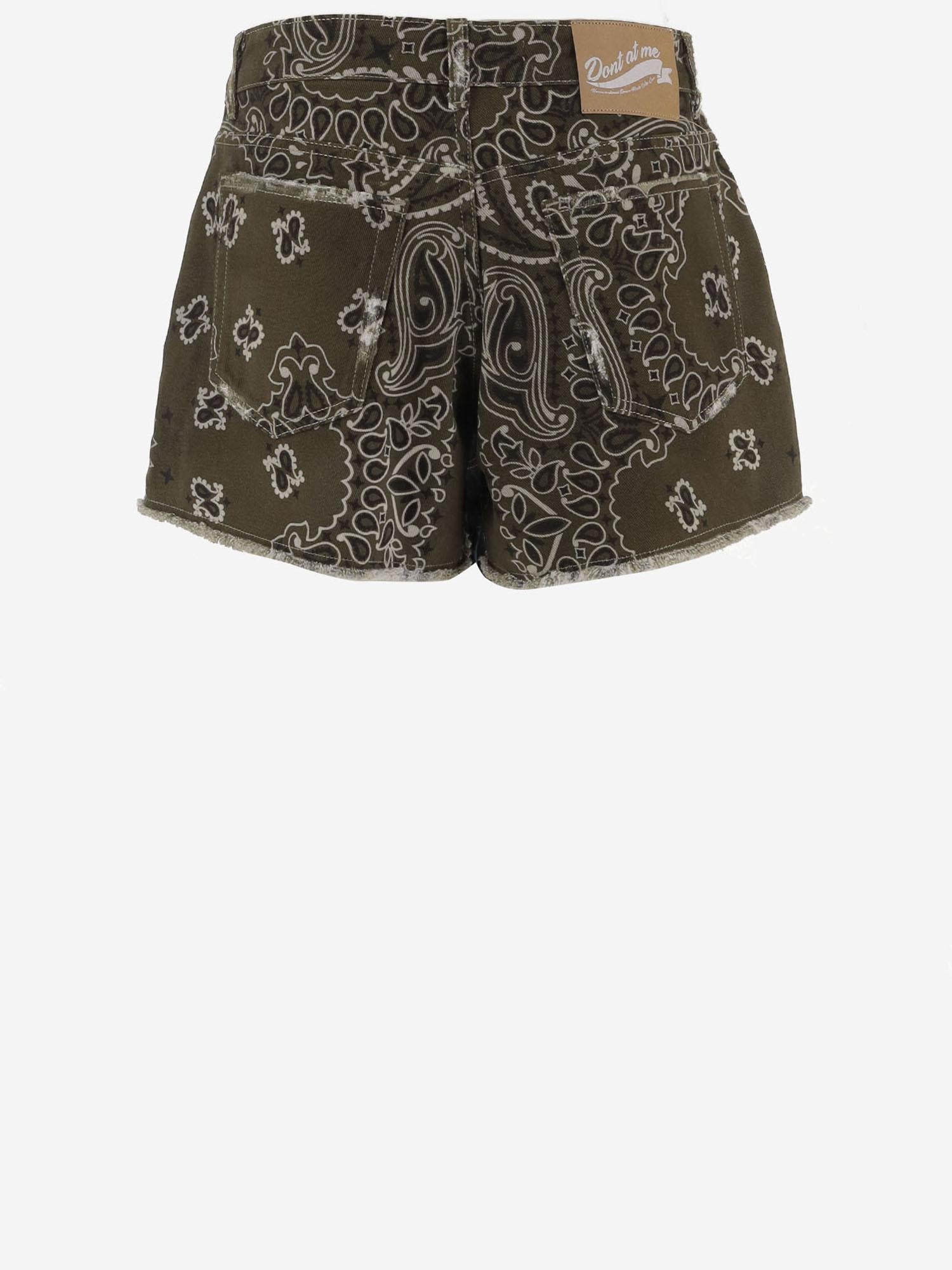 JEANS CORTI IN COTONE CON MOTIVO BANDANA DAM26B04 ARMY DONT @ ME 