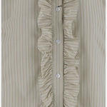 Camicia in cotone con jabot a righe FSH821CO0219 A040 AMI 