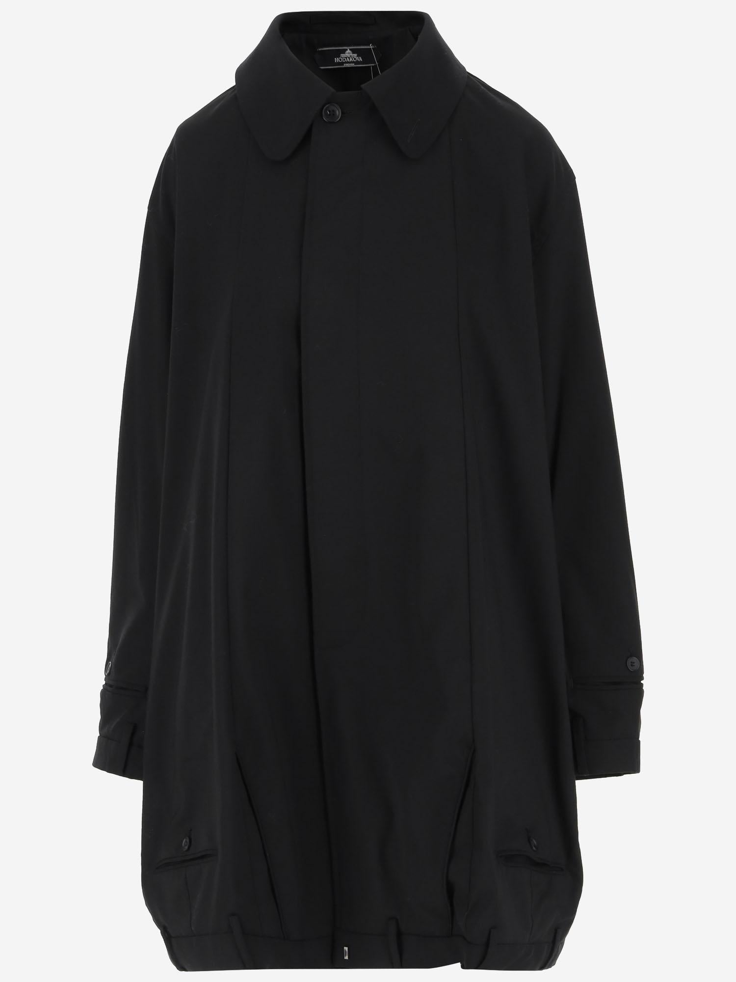 GIUBBOTTO UPSIDE DOWN IN MISTO LANA STRETCH W24036UC2 BLACK HODAKOVA 