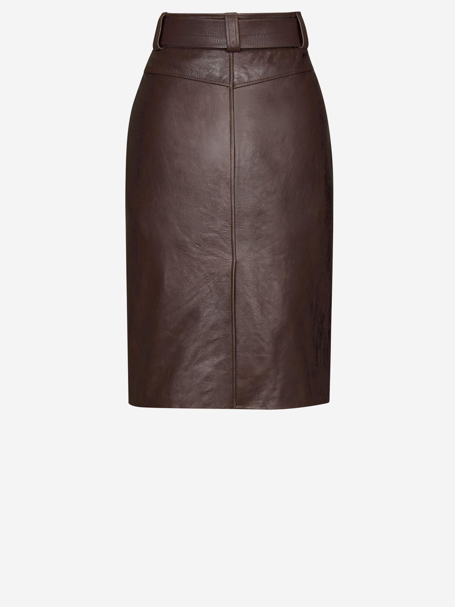 GONNA A MATITA CON CINTURA IN PELLE STROPICCIATA 865021 YCVD22820 SAINT LAURENT 