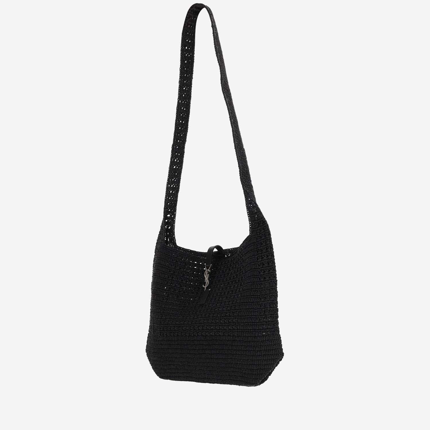 TOTE BAG LE 5 À 7 MEDIA IN RAFIA LAVORATA A UNCINETTO 778827 GAAEN1000 SAINT LAURENT 