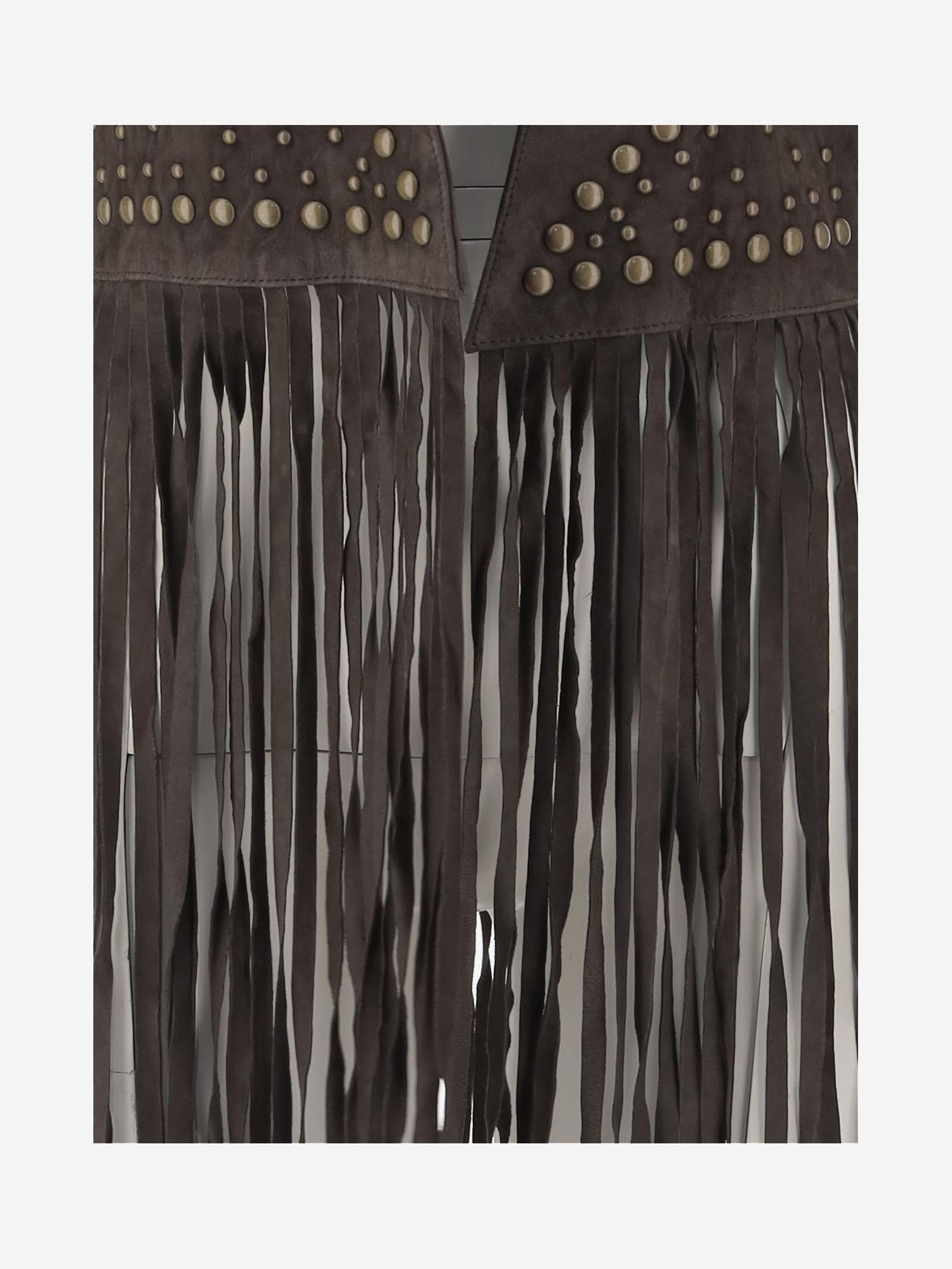 GILET IN PELLE SCAMOSCIATA CON FRANGE UN33 RSC309 UNCOMMON 