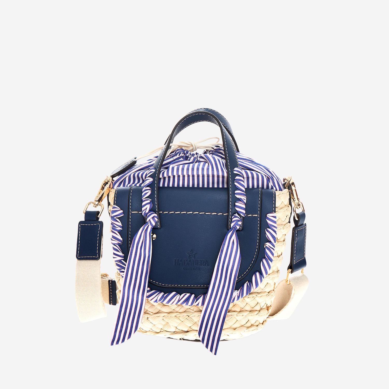 BORSA HABANERA IN PELLE E RAFIA HABANERAPOPELINE MARINA CUBA LAB 