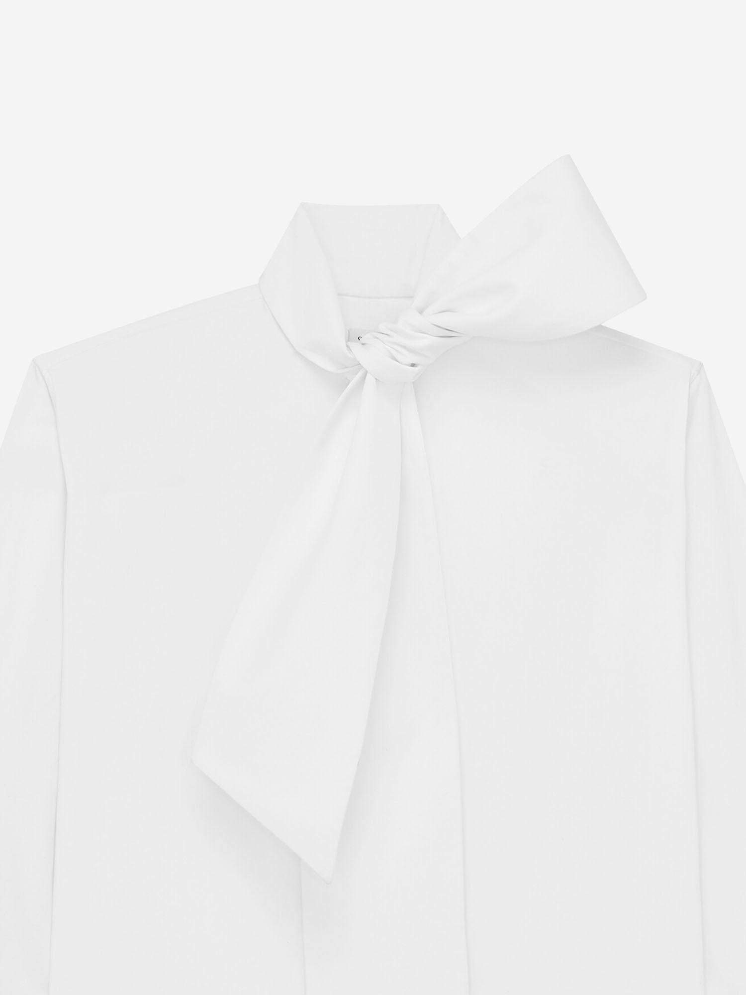 CAMICIA CON COLLO LAVALLIÈRE IN POPELINE DI COTONE 865302 Y1H489000 SAINT LAURENT 