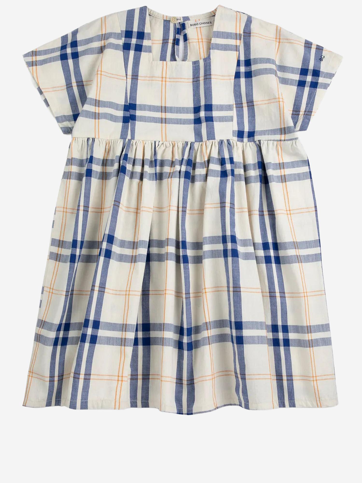 ABITO IN COTONE CON MOTIVO A QUADRI B126AC105 OFFWHITE BOBO CHOSES KIDS 