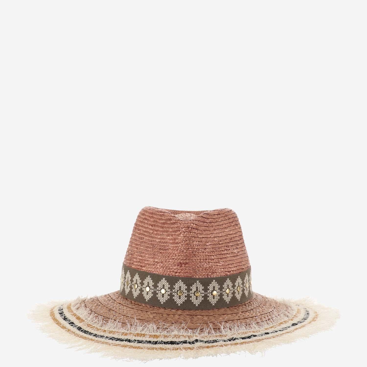 CAPPELLO IN MISTO PAGLIA E VISCOSA CON RICAMO 385981 48 FERRUCCIO VECCHI 